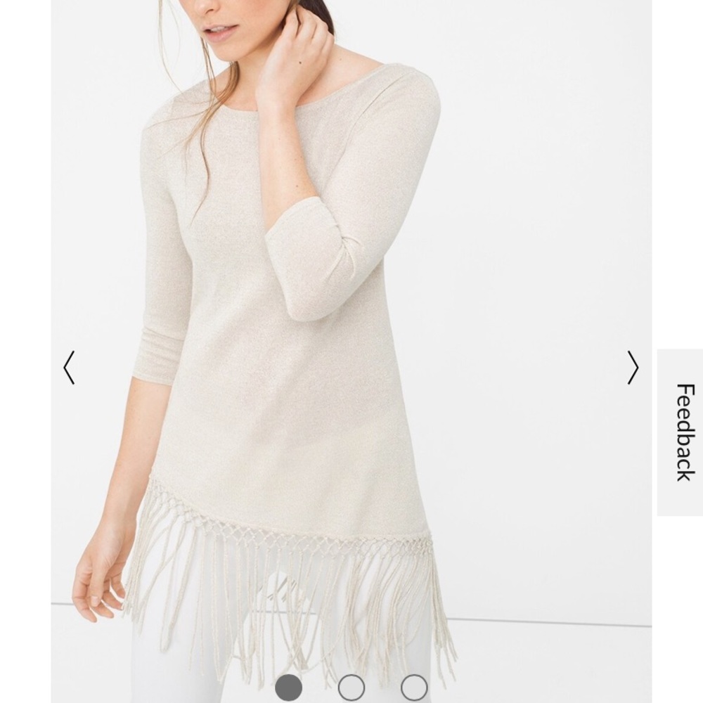 White House black market shimmer fringe sweater